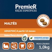 Ração PremieR Raças Especificas maltês adultos peru e arroz 1,0kg