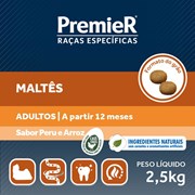 Ração PremieR Raças Especificas Maltês cães adultos peru e arroz 2,5kg