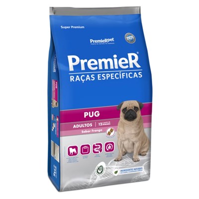 Ração PremieR Raças Específicas para Pug Adulto Porte Pequeno sabor Frango 7,5 kg