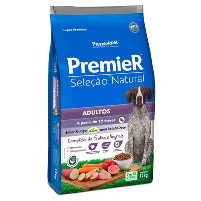 Produto Ração PremieR Seleção Natural cachorros adultos frango com batata doce 12,0kg