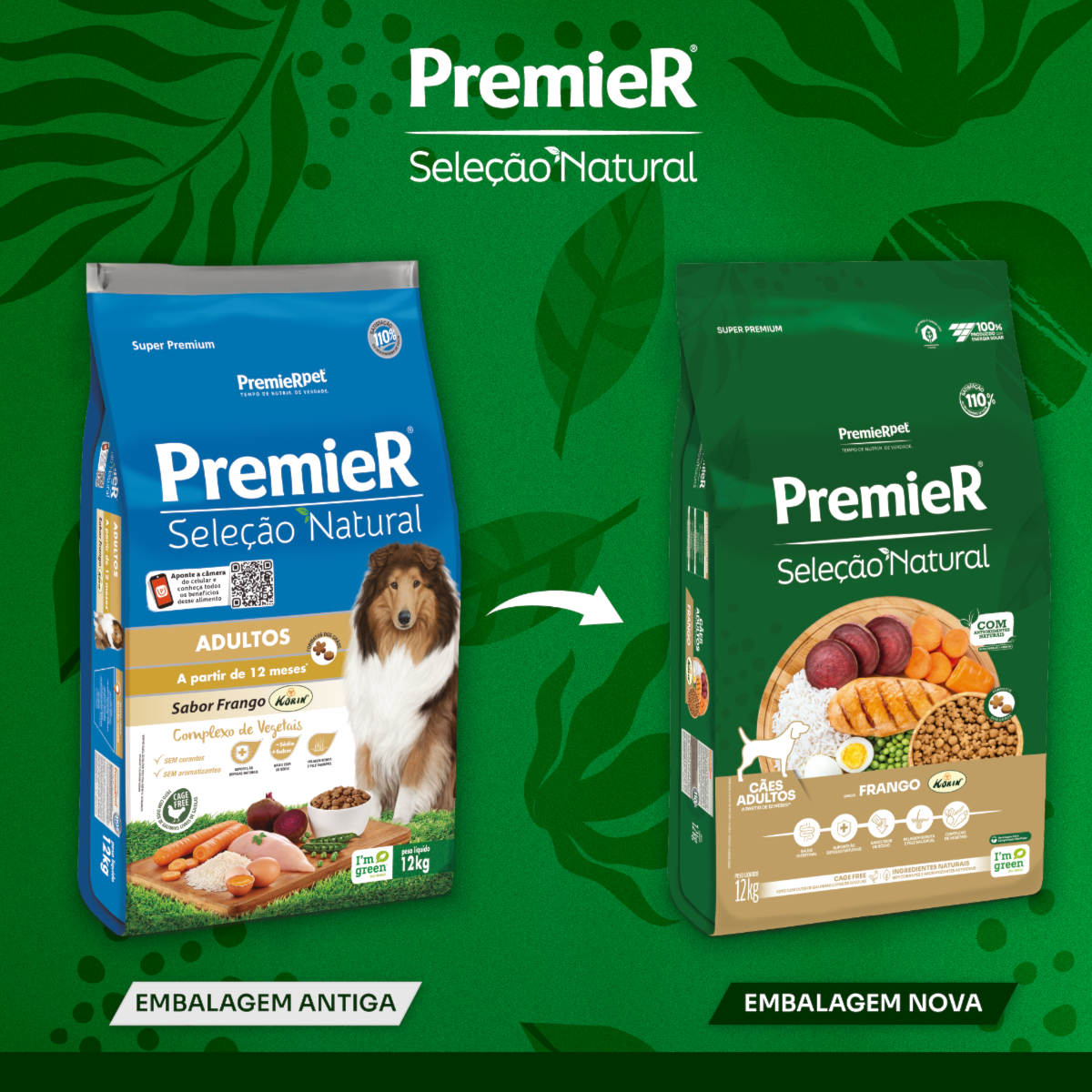 Ração PremieR Seleção Natural Cães Adultos Sabor Frango Korin 12kg