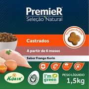 Ração PremieR Seleção Natural Gatos Adultos Castrados Frango 1,5kg