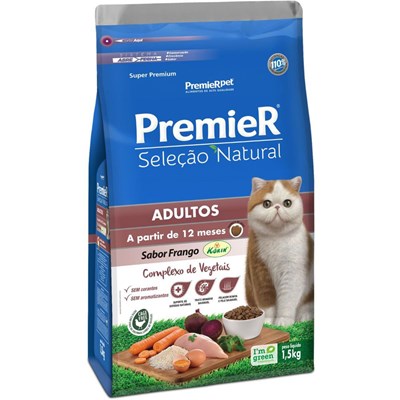 Produto Ração PremieR Seleção Natural gatos adultos frango 1,5 kg