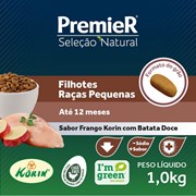 Ração PremieR Seleção Natural raças pequenas cachorros filhotes frango com batata doce 1,0kg