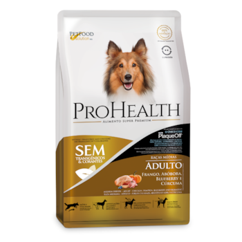 Ração ProHealth para Cães Adultos Raças Médias Sabor Frango, Abóbora, Blueberry e Cúrcuma 2,5 kg - Imagem principal