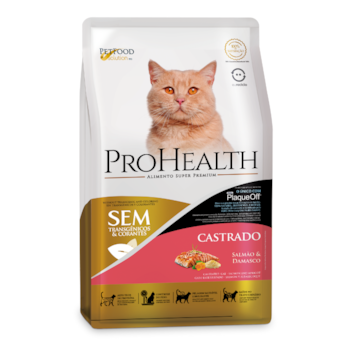 Ração ProHealth para Gatos Adultos Castrados Sabor Salmão e Damasco 1kg - Imagem principal