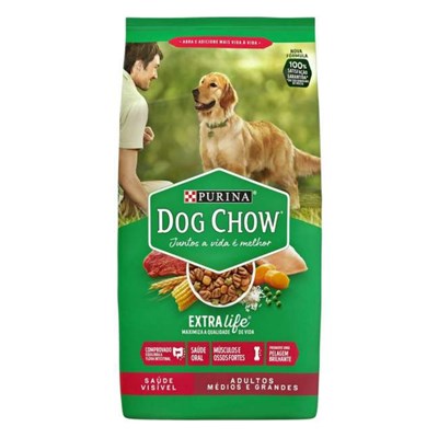 Ração Purina Dog Chow Extra Life Saúde Visível para cachorros adultos de tamanhos médios e grandes carne e arroz 3kg