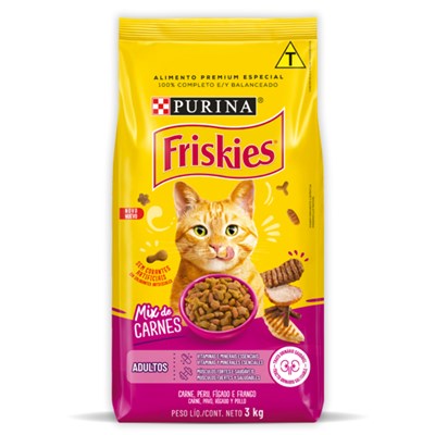 Produto Ração Purina Friskies Adultos Mix de Carnes Para Gatos 3,0kg