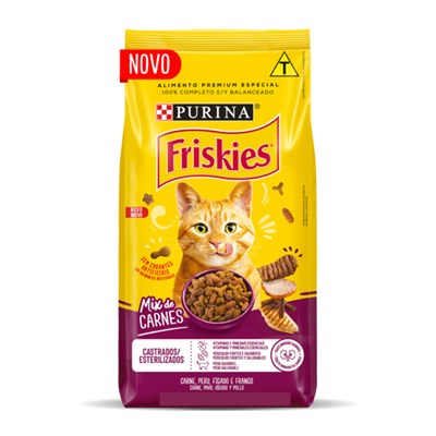 Produto Ração Purina Friskies Gatos Adultos Castrados Mix de Carnes 10,1kg