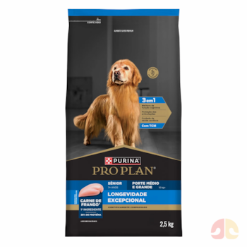 Ração Purina Pro Plan Longevidade Excepcional Sênior 7+ Cães Porte Médio e Grande Sabor Frango 2,5kg - Imagem principal