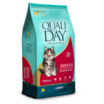 Ração Qualiday Cat para Gatos Adultos 3kg Sabor Carne e Arroz - Imagem principal