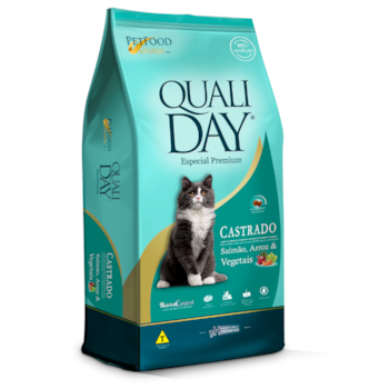 Ração Qualiday Cat para Gatos Adultos Castrados 20kg Sabor Salmão, Arroz e Vegetais - Imagem principal
