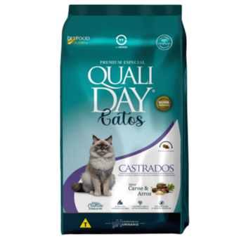 Ração Qualiday Gatos Adultos Castrados 2,5 kg sabor Carne e Arroz - Imagem principal