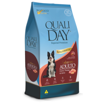 Ração Qualiday para Cães Adultos Raças Médias e Grandes 15kg Sabor Carne, Frango e Arroz - Imagem principal