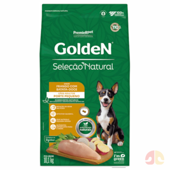 Ração Seca GoldeN Seleção Natural Cachorros de Porte Pequeno Adultos Frango com Batata Doce 10,1 kg. - Imagem principal