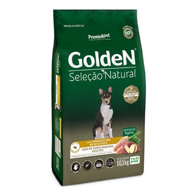 Produto Ração Seca GoldeN Seleção Natural Cachorros de Porte Pequeno Adultos Frango com Batata Doce 10,1 kg.