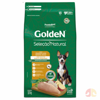 Ração Seca GoldeN Seleção Natural Cachorros de Porte Pequeno Adultos Frango com Batata Doce 3,0 kg - Imagem principal