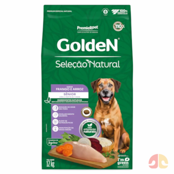 Ração Seca GoldeN Seleção Natural Cachorros Sênior Frango e Arroz 12,0kg - Imagem principal