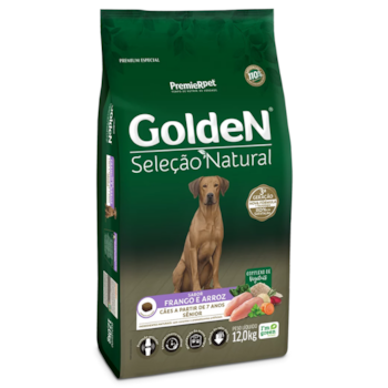 Ração Seca GoldeN Seleção Natural Cachorros Sênior Frango e Arroz 12,0kg - Imagem principal