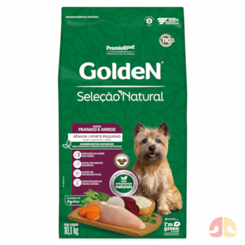 Ração Seca GoldeN Seleção Natural Cachorros Sênior Pequeno Porte Frango e Arroz 10,1kg - Imagem principal