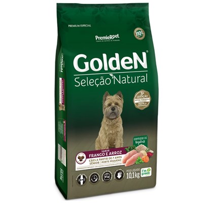 Ração Seca GoldeN Seleção Natural Cachorros Sênior Pequeno Porte Frango e Arroz 10,1kg