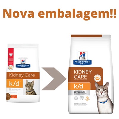 Ração Seca Hill's Prescription Diet K/D Kidney Care Cuidado Renal para Gatos Adultos 1,8kg