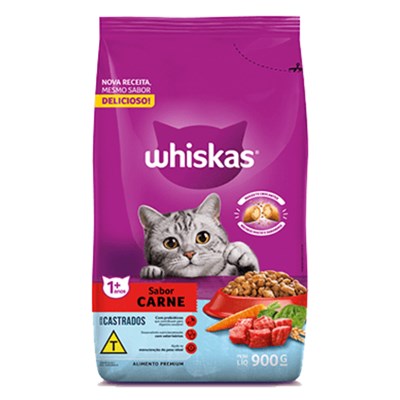 Produto Ração Seca para Gatos Castrados Whiskas Sabor Carne 900 gr