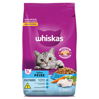 Ração Seca para Gatos Castrados Whiskas Sabor Peixe 900 gr - Imagem principal