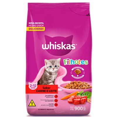 Produto Ração Seca para Gatos Filhotes Whiskas Sabor Carne e Leite 900 gr