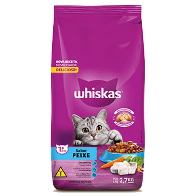 Ração Seca Para Gatos Whiskas Adulto Sabor Peixe 2,7 kg