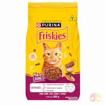 Ração Seca Purina Friskies Mix de Carnes para Gatos Castrados 850g - Imagem principal
