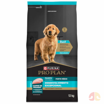 Ração Seca Purina Pro Plan Desenvolvimento Excepcional Sabor Frango para Cães Filhotes Porte Médio 12 kg - Imagem principal