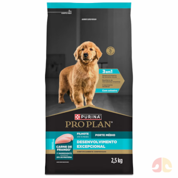 Ração Seca Purina Pro Plan Desenvolvimento Excepcional Sabor Frango para Cães Filhotes Porte Médio 2,5 kg - Imagem principal