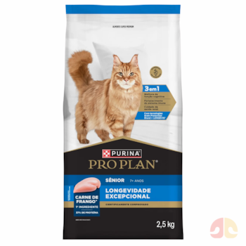 Ração Seca Purina Pro Plan Longevidade Excepcional para Gatos Sênior 7+ Sabor Frango 3 kg - Imagem principal