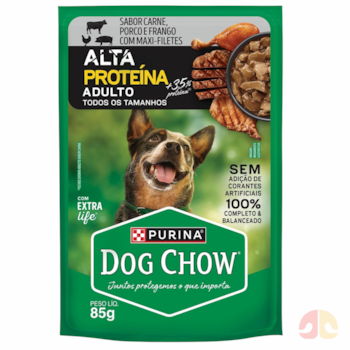 Ração Úmida Dog Chow Alta Proteína Sabor Carne, Porco e Frango para Cães Adultos de Todos os Tamanhos 85g - Imagem principal