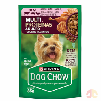 Ração Úmida Dog Chow Multiproteína para Cães Sabor Carne, Frango, Porco, Peru e Peixe 85g - Imagem principal