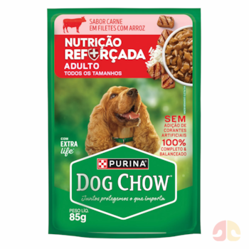 Ração Úmida Dog Chow Nutrição Reforçada Carne e Arroz para Cães Adultos Todos os Tamanhos 85g - Imagem principal