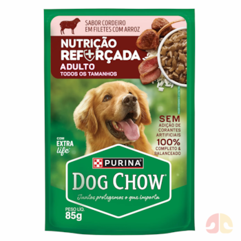 Ração Úmida Dog Chow Nutrição Reforçada Cordeiro e Arroz para Cães Adultos de Todos os Tamanhos 85g - Imagem principal