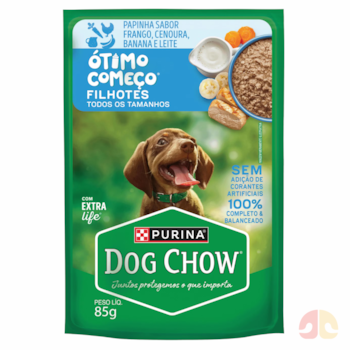 Ração Úmida Dog Chow Ótimo Começo Papinha para Cães Filhotes Sabor Frango, Cenoura, Banana e Leite 85g - Imagem principal