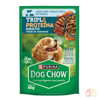 Ração Úmida Dog Chow Tripla Proteína para Cães Adultos Sabor Carne, Frango e Porco 85g - Imagem principal