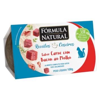 Ração Úmida Fórmula Natural Receitas Caseiras 270gr Gatos Adultos Carne com Bacon ao Molho - Imagem principal