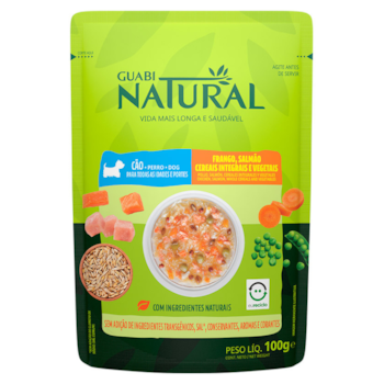 Ração Úmida Guabi Natural Cães Adultos 100gr Sabor Frango e Salmão com Cereais e Vegetais - Imagem principal