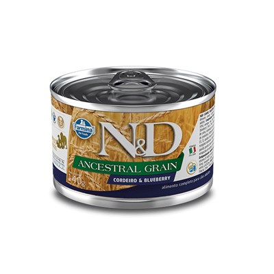 Ração Úmida Lata N&D Ancestral Grain para cachorros adultos cordeiro e blueberry 140gr