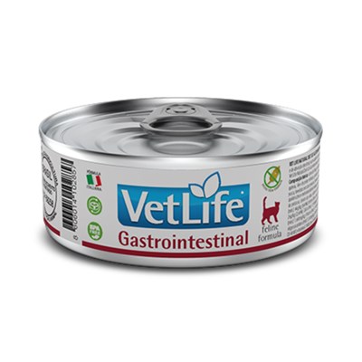 Produto Ração Úmida Lata VetLife Gastrointestinal para gatos adultos 85gr