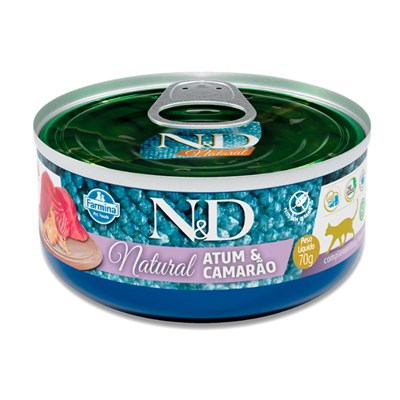 Ração Úmida N&D Natural para Gatos 70gr sabor Atum e Camarão