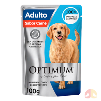 Ração Úmida Optimum Sachê para Cães Adultos 100g Raças Grandes Sabor Carne - Imagem principal