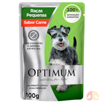 Ração Úmida Optimum Sachê para Cães Adultos 100g Raças Pequenas e Minis Sabor Carne - Imagem principal