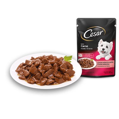 Ração Úmida Sache Cesar para Cachorros Adultos 85gr sabor Carne Assada