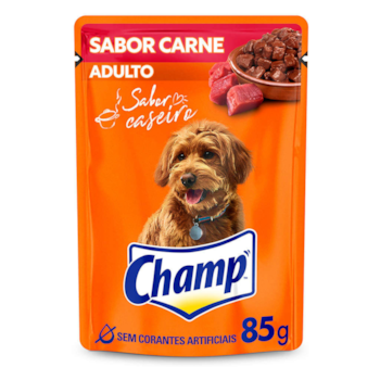 Ração Úmida Sachê Champ Cães Adultos 85gr sabor Caseiro de Carne - Imagem principal