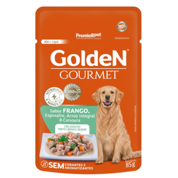 Ração Úmida Sachê GoldeN Gourmet para cães adultos de raças médias e grandes sabor frango 85g - Imagem principal
